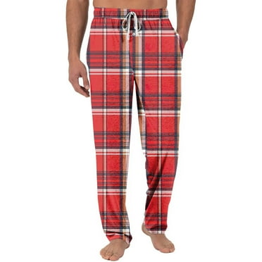 SnnmBlm Men's Cotton Super Soft Flannel Plaid Pajama Pant Red 2XL