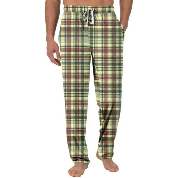 SnnmBlm Men's Cotton Super Soft Flannel Plaid Pajama Pant Light Brown 3XL
