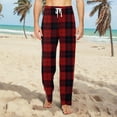 thumbnail image 1 of SnnmBlm Men's Plaid Fleece Pajama Pant,S-3XL Red, 1 of 8