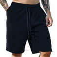 thumbnail image 1 of SnnmBlm Mens Casual 9 Inch Shorts Summer Beach Linen Shorts Lightweight Drawstring Elastic Waist Shorts with Pockets Navy 3XL, 1 of 4