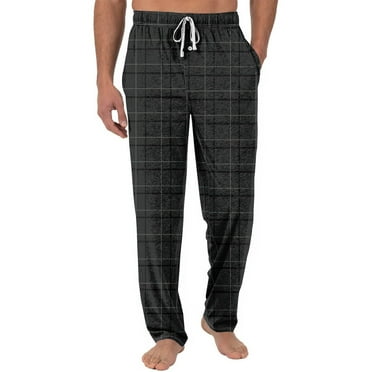 SnnmBlm Mens Super Soft Flannel Plaid Pajama Sleep Pants Black L