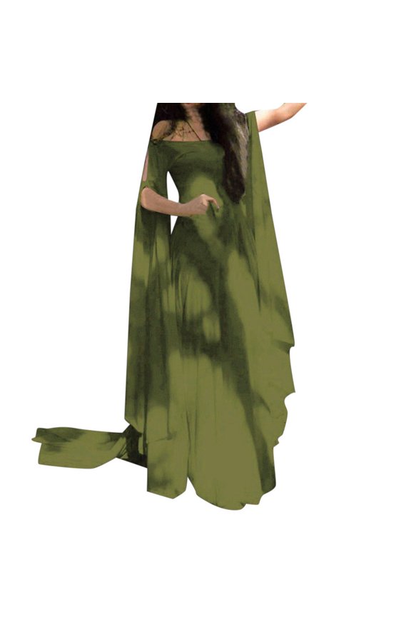 Off The Shoulder Formal Bridesmaid Dresses for Women with Cape Sleeves V Neck Chiffon Formal Evening Party Gown Green 3XL