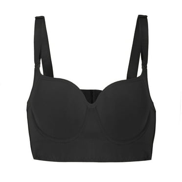 SnnmBlm Shapedly Bra, Shapedly Back Smoothing Push-Up Bra, Full Coverage Bras for Women Back Fat Black 34C