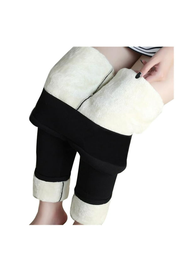 Sherpa Fleece Lined Leggings for Women, Winter Warm Thermal Yoga Pants High Waist Stretchy Workout Leggings Tights Black M