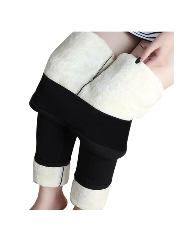 Sherpa Fleece Lined Leggings for Women, Winter Warm Thermal Yoga Pants High Waist Stretchy Workout Leggings Tights Black XL