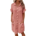 SnnmBlm T Shirt Dresses for Women 2024 Summer Button Down Short Sleeve