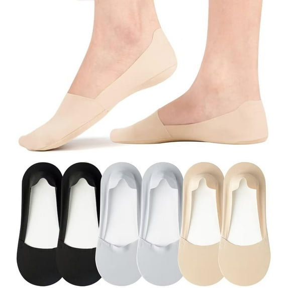 SnnmBlm Thin No Show Socks for Loafer, Low Cut Liners No See Non Slip Sock Gray 6 Pairs