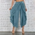 thumbnail image 1 of SnnmBlm Trousers Ladies Culottes for Women Gaucho Outfit Cropped Summer Pants Blue 2XL, 1 of 5