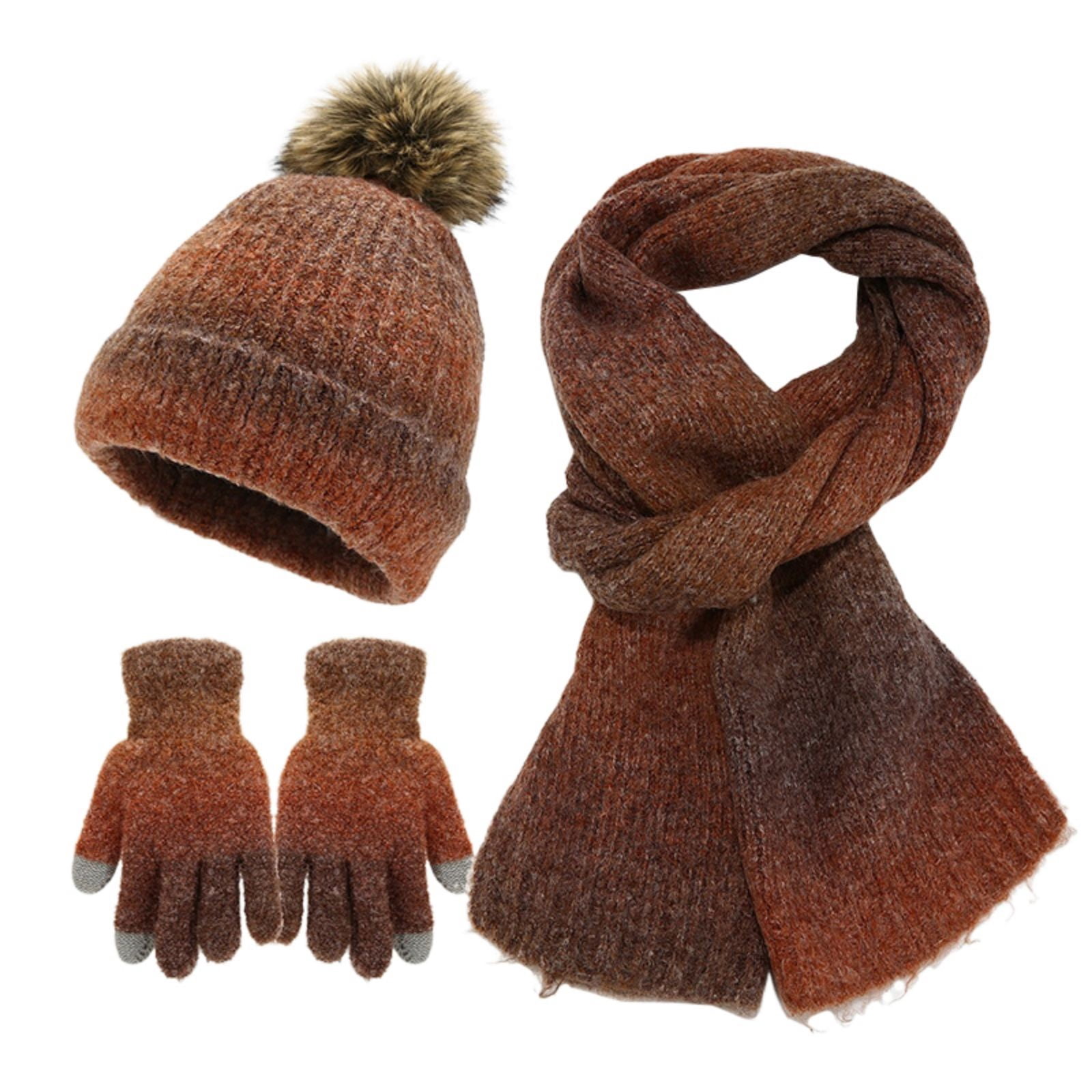 Women's Winter Pom Pom Beanie, Scarf & Gloves Set - Thick Knitted 3-Piece Accessory Set | Acrylic, One Size Fits Most Adults - View #11