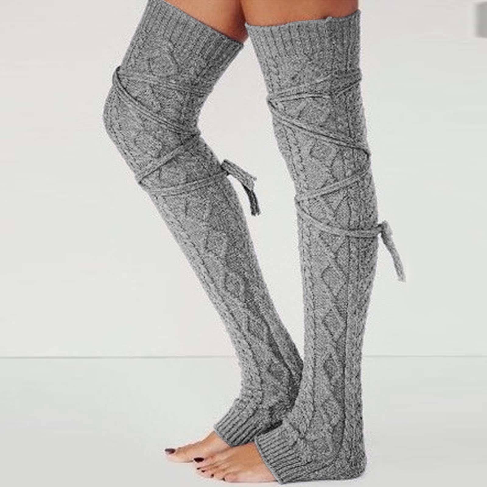 Boot Socks Light Gray Thigh High Boots Women Thigh High Socks Extra Long  Woolen Knit Warm Thick Tall
