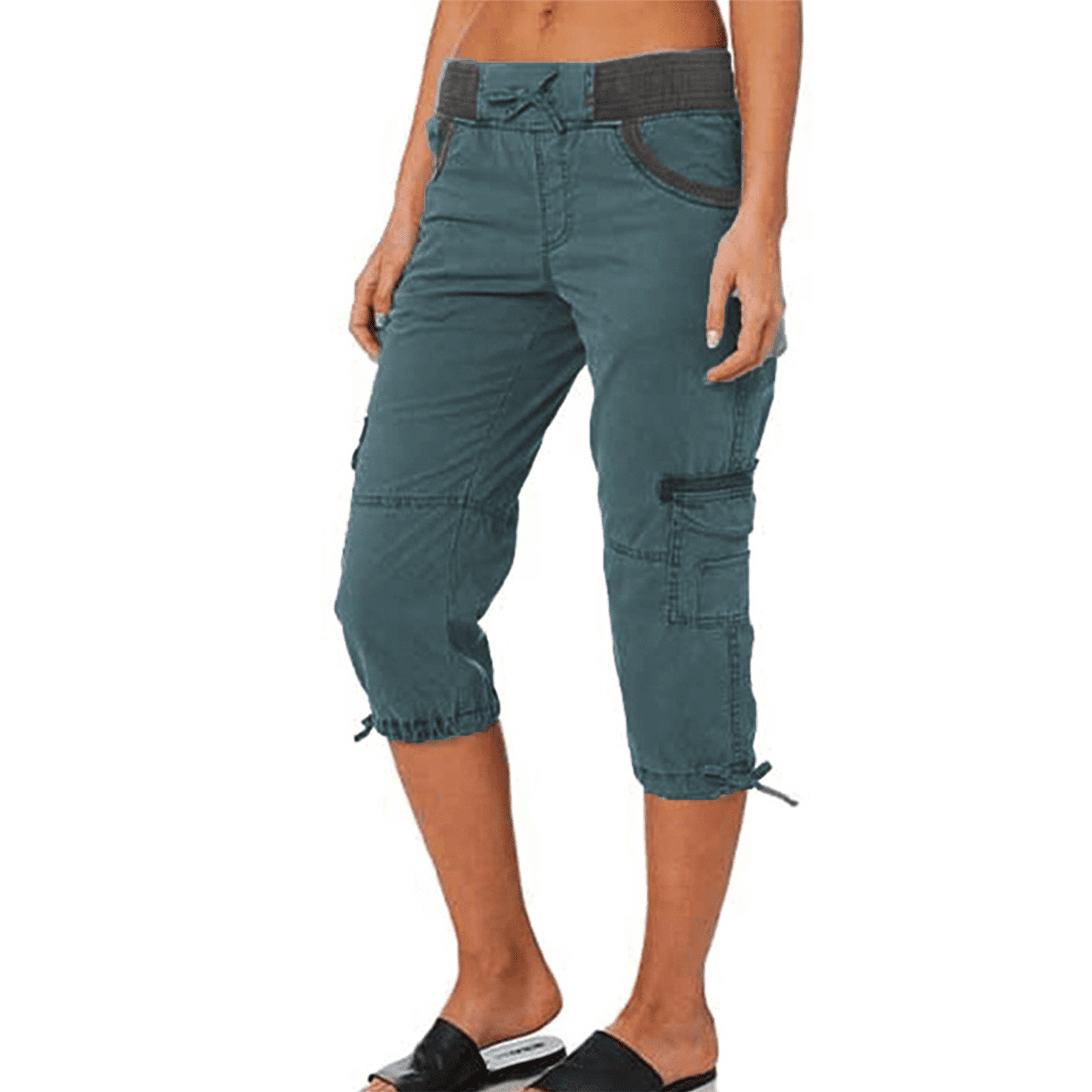 Women's Cargo Capri Pants - Relaxed Fit Low Waist With Pockets (S-3XL, Multiple Colors)