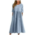 thumbnail image 1 of SnnmBlm Women's Half Sleeve Linen Maxi Dresses Casual Loose Plus Size Beach Dress for Women Light Blue L, 1 of 4