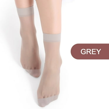 SnnmBlm Women's Nylon Ankle Short Sheer Socks Gray 10 Pairs