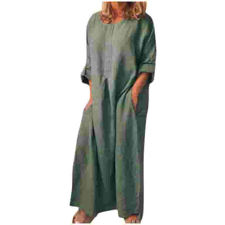 woman's gray dress long linen dress maxi spring dress (790) woman's gray dress long linen dress maxi spring dress (790)