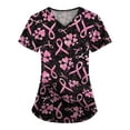 SnnmBlm Womens 2024 Srcub Tops Breast Cancer Plus Size Short Sleeve V