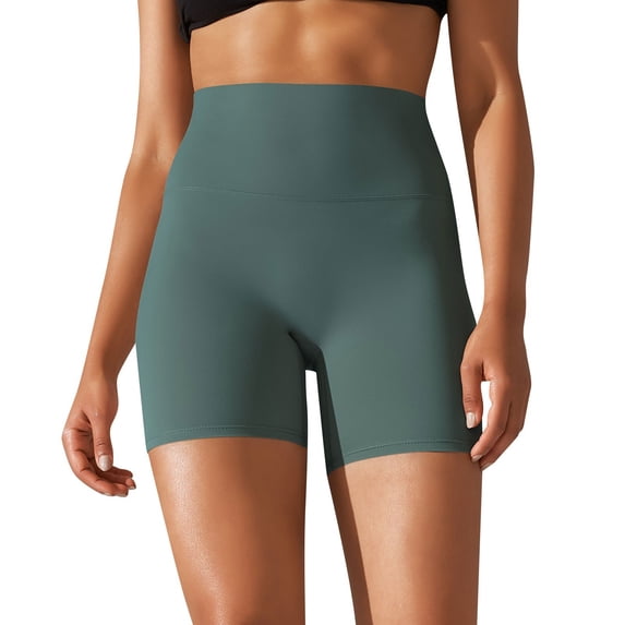 SnnmBlm Womens ButterLuxe Biker Shorts 6 Inches - High Waisted Workout Running Volleyball Spandex Yoga Shorts Turquoise L