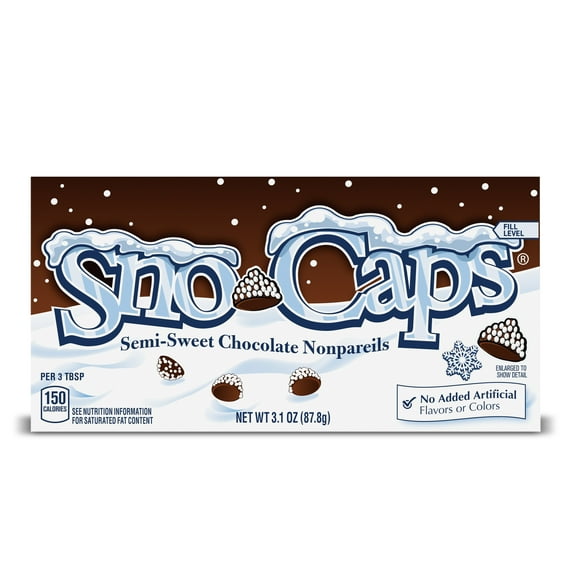Sno-Caps, Semi-Sweet Chocolate Nonpareils, Movie Theater Candy Box, Great for Halloween Candy, 3.1 oz