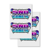 Sno Cones (2-PACK) 24" x 36" Vinyl Decals | Sign Insert Peel & Stick Decals Stickers Window Signs