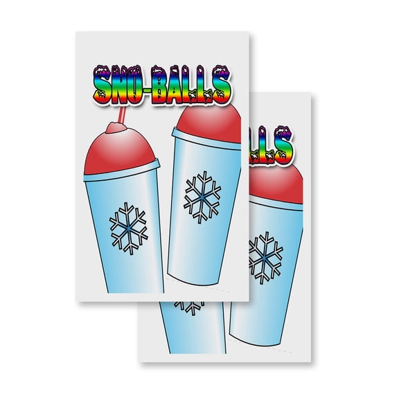 Sno-balls (2-PACK) 24" x 36" Vinyl Decals | Sign Insert Peel & Stick Decals Stickers Window Signs