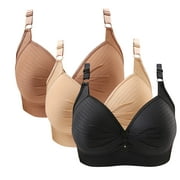 Snoarin 3PC Push Up Bras for Women Gathered Together Plus Size Wirefree Everyday Underwear Bras Size 38-44