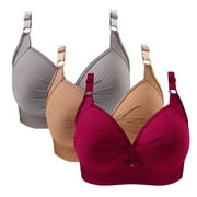 Snoarin 3PCS Wireless Bra Full Cup Bras for Women Push Up Shaping Wire Free Everyday Bra Size 38-44