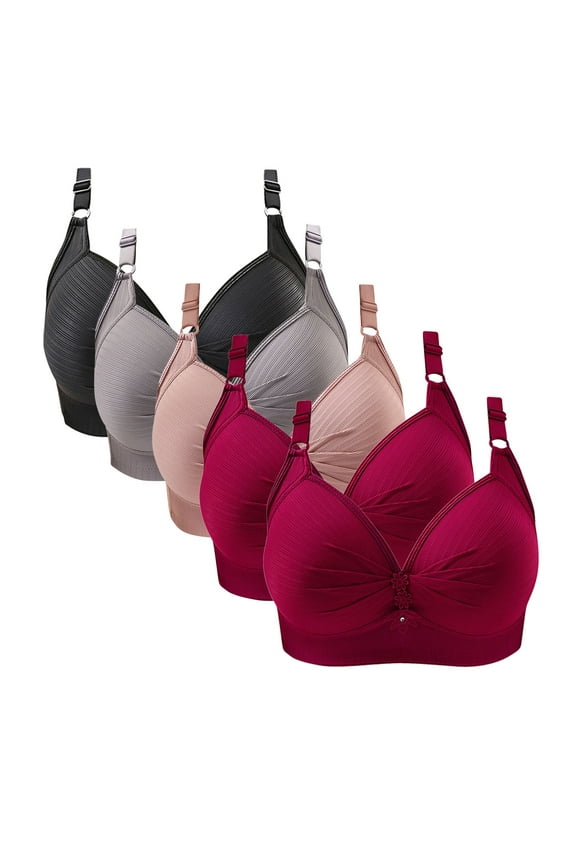 5PC Push Up Bra Full Coverage Bras for Women No Underwire Wire Free Everyday Bra Size 38-44