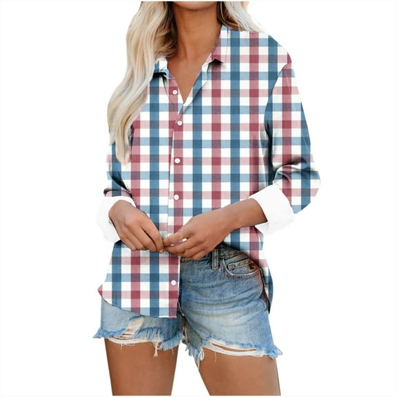 Snoarin Button Down Shirt Women Casual Fashion Loose Temperament Long Sleeve Printed V-neck Top S-3XL