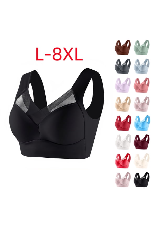 Snoarin Plus Size Bras for Women Full Cup Seamless Push Up Shaping Wire Free Everyday Bra Size L-6XL