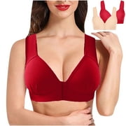 Snoarin Push Up Bras for Women 2pcs Plus Size Wire Free Comfortable Everyday Bra Size M-4XL