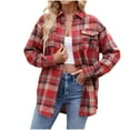 thumbnail image 1 of Snoarin Women Shirts Casual Lapel Button Pocket Plaid Long Sleeved Shirt Top Jacket S-2XL, 1 of 6