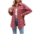 thumbnail image 1 of Snoarin Women Shirts Casual Lapel Button Pocket Plaid Long Sleeved Shirt Top Jacket S-2XL, 1 of 6