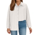 thumbnail image 1 of Snoarin Women Shirts Oversized Solid Color Long Sleeved Button Up Shirt and Adjustable Sleeve Top Pleated Pattern Casual Shirt XL-5XL, 1 of 6