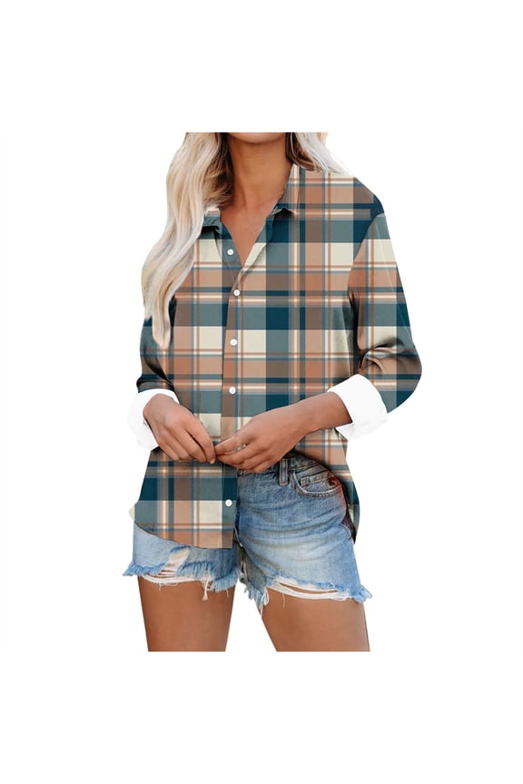 Womens Shirts Casual Fashion Loose Temperament Long Sleeve Printed V-neck Top S-3XL