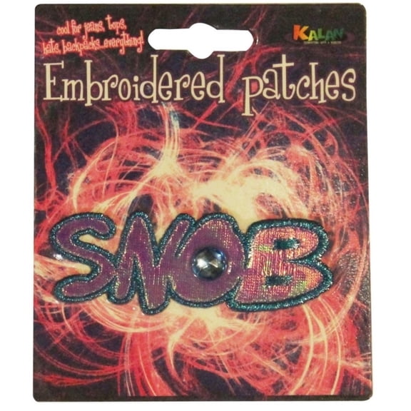 Snob Metallic Name Tag Patch Badge Gem Novelty Sign Embroidered Iron On Applique
