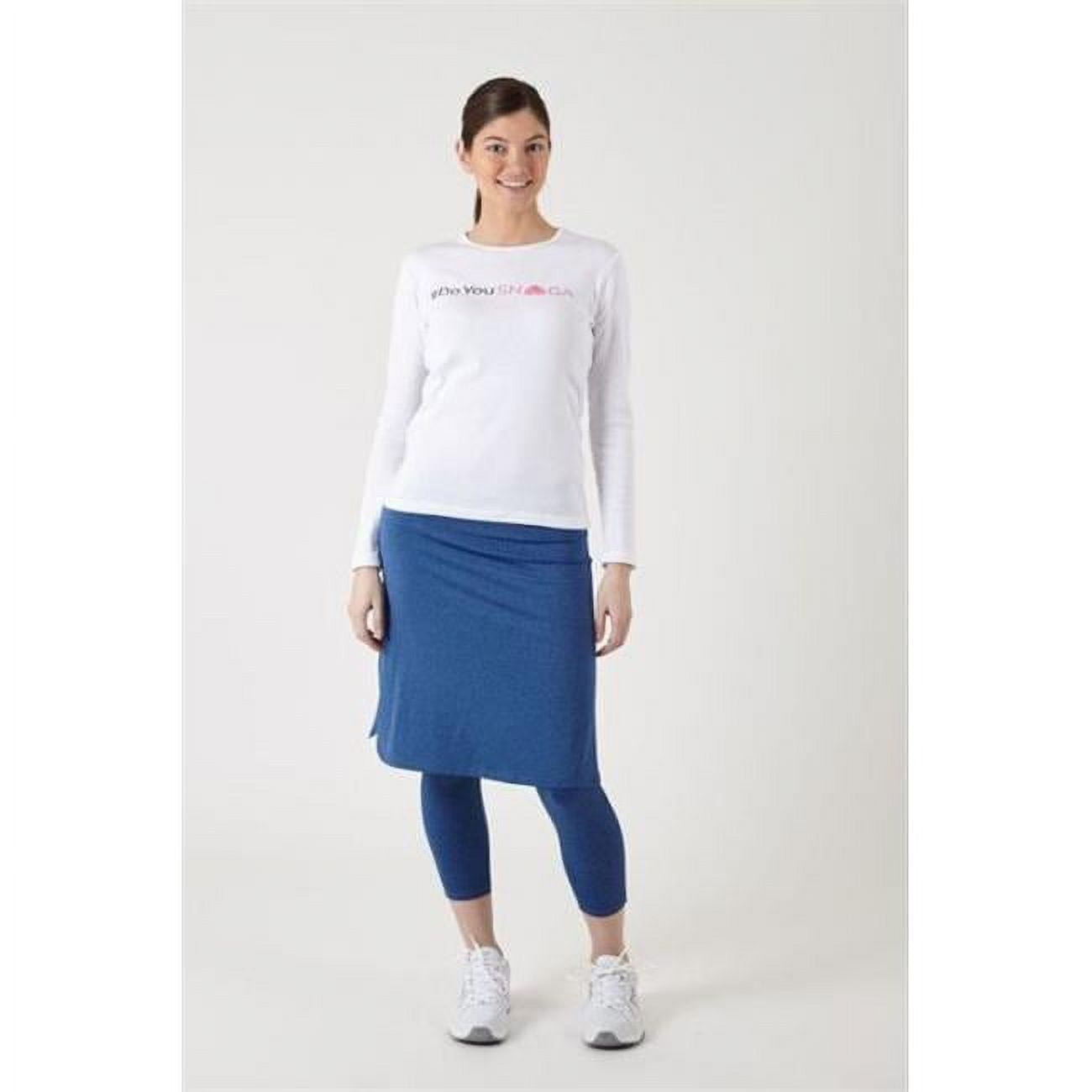 Snoga Athletics M9-IndBlu-L Straight Skirt With Attached Legging & Cover  Stitch Detail, Indigo Blue - Large 
