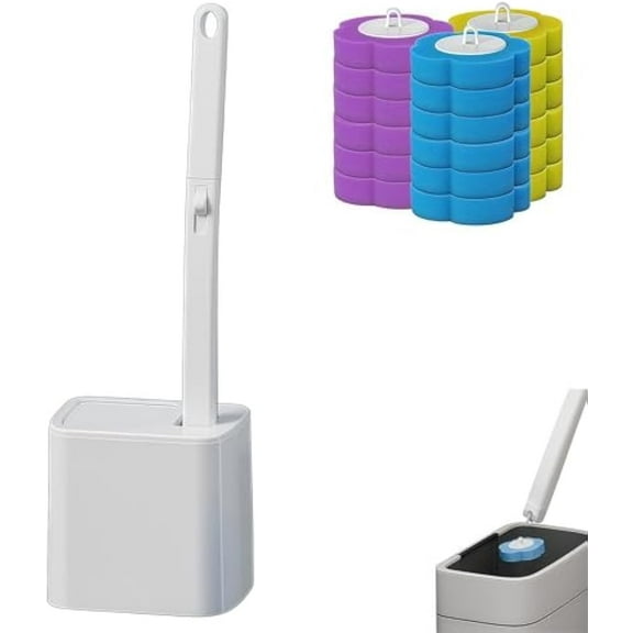 Snohfrid Disposable Toilet Brush, Snohfrid Hygienic & Convenient Disposable Toilet Cleaner, Easy to Use for a Clean & Fresh Bathroom (White)