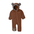 thumbnail image 1 of Snonook Fleece Baby Bunting Hooded Romper Bodysuit with Fold-Over Mitten and Footed Cuffs, Bark, 12/18 months, 1 of 2