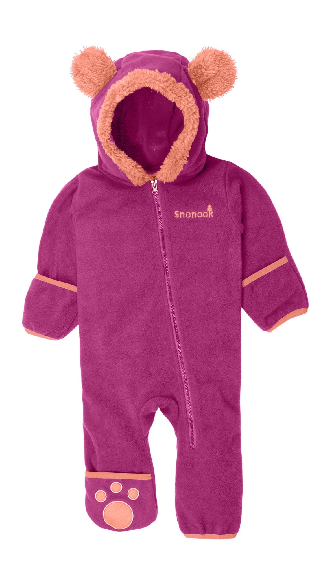 Fleece Baby Bear Bunting Suit - Hooded Winter Jumpsuit With Fold-Over Mittens & Footies, 0-3 Months