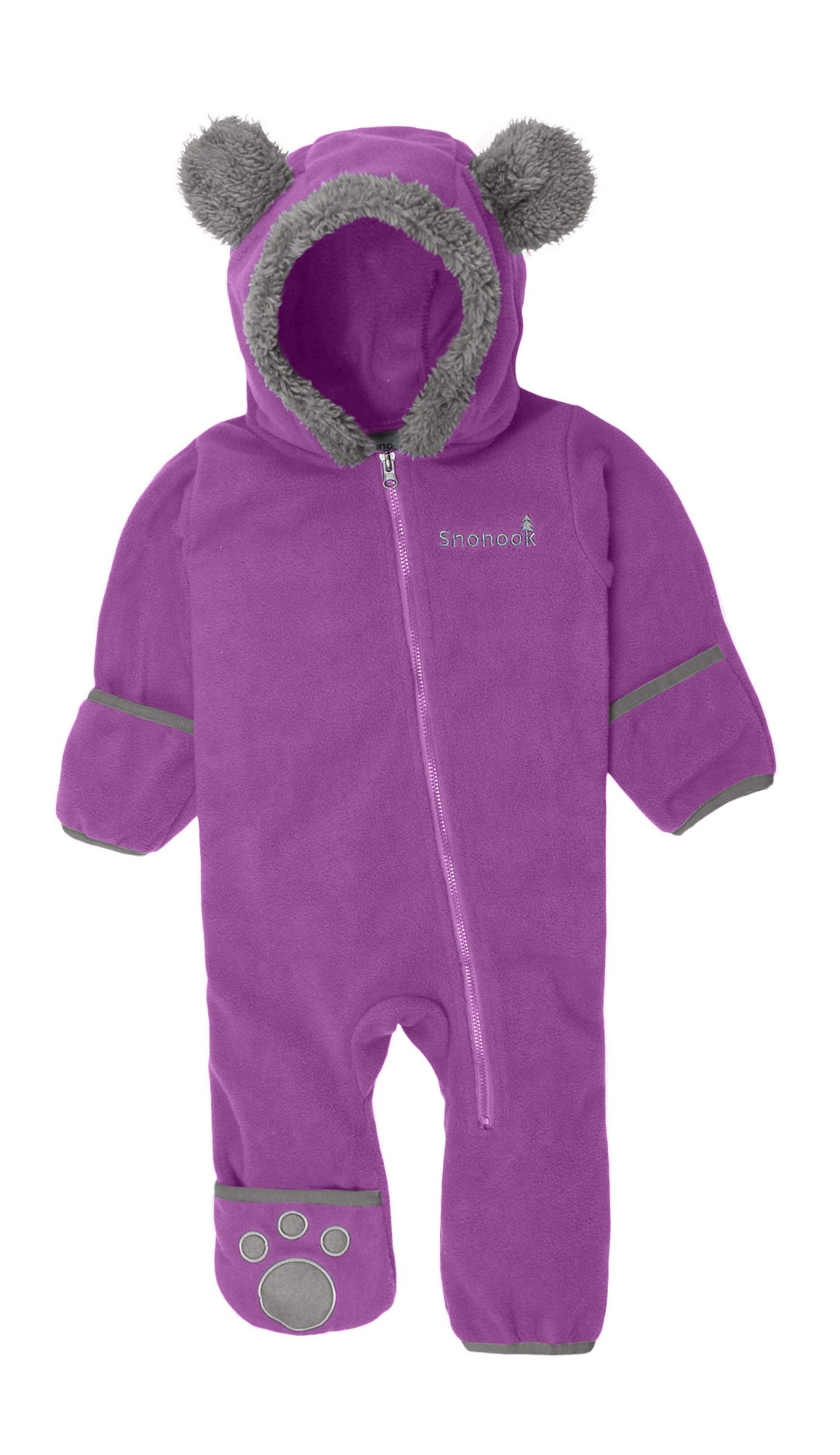 Snonook Fleece Baby Bunting Hooded Romper Bodysuit with FoldOver