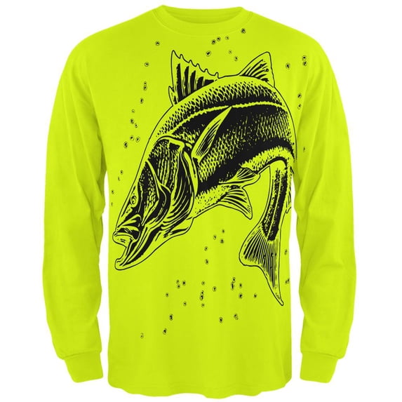 Snook Sergeant Fish Robalo Mens Long Sleeve T Shirt Safety Green LG