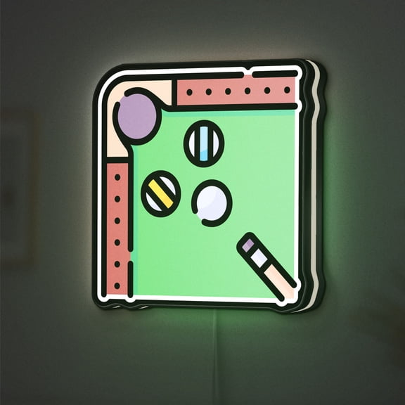Snooker 3D Novelty Light Box for Pool Halls, Bar Decor, Ideal for Cue Sport Enthusiasts (Width 8 inch, 20cm)