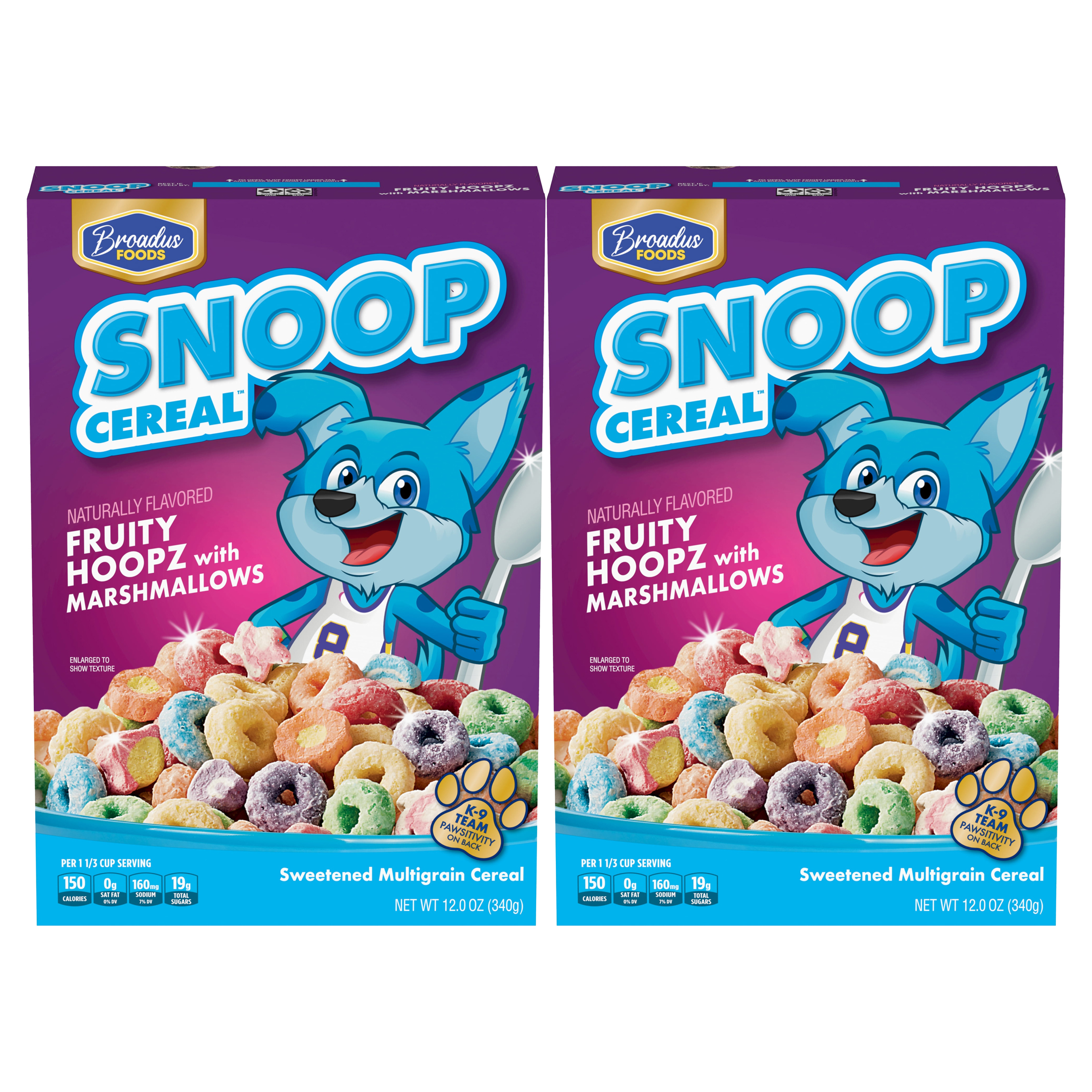 (2 pack) Snoop Cereal Fruity Hoopz Marshmallow Breakfast Cereal, Marshmallow Cereal, 12 OZ Box