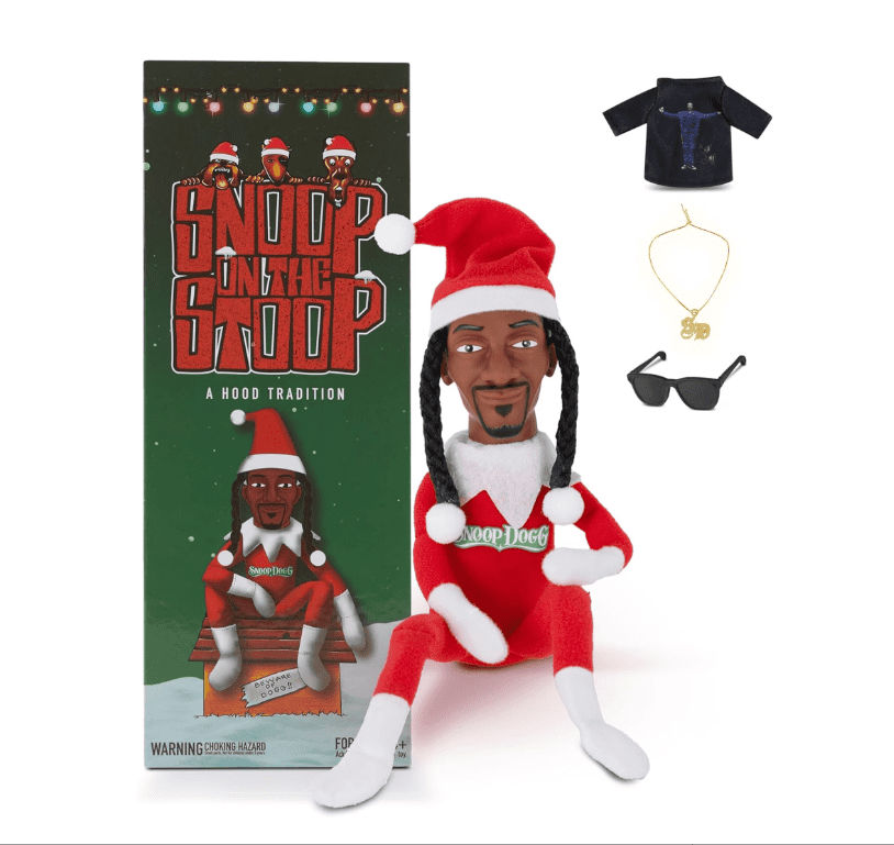 Snoop Dogg Christmas Elf Doll, Elf Toy, Small Plush Toy, 12", Extra T-Shirt, Sunglasses and Necklace