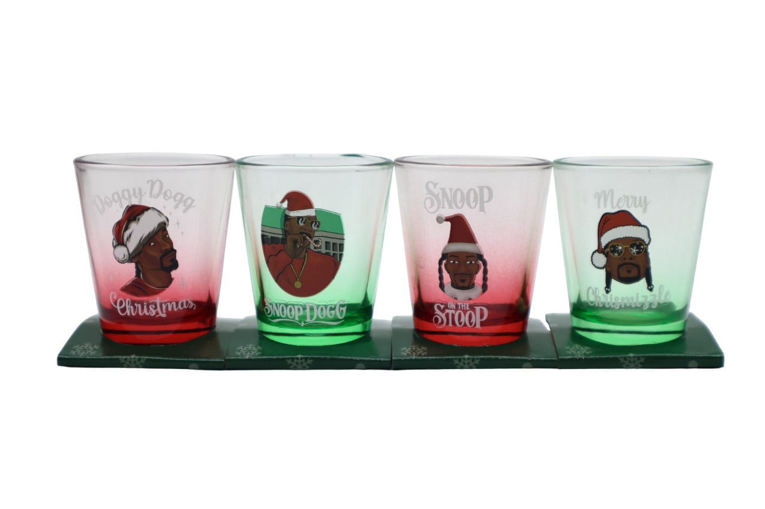 Snoop Dogg Holiday 1.5oz Multi Color Shot Glass Set, Set of 4