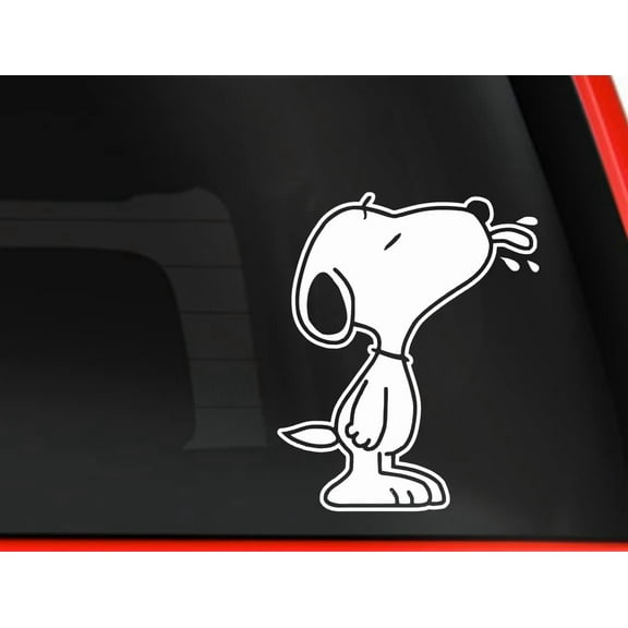 Snoophy Cartoon Dog Funny Moment Vinyl Decal Sticker Car Truck Window Laptop (White, 5.5")