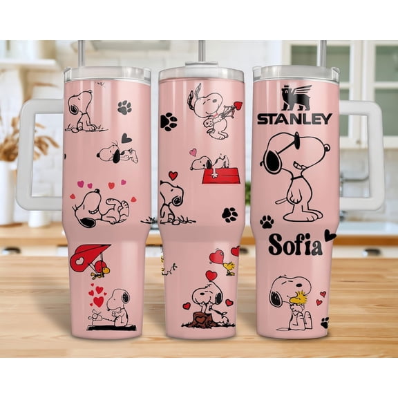 Snoopi Tumbler 40oz, Valentine Cartoon Puppy Dog 40oz Tumbler, Peanuts Gift, Tumbler 40oz