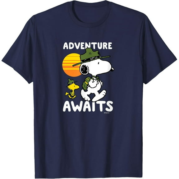 Snoopy Adventure Awaits Tee – Cartoon Style Peanuts-Inspired Graphic T-Shirt