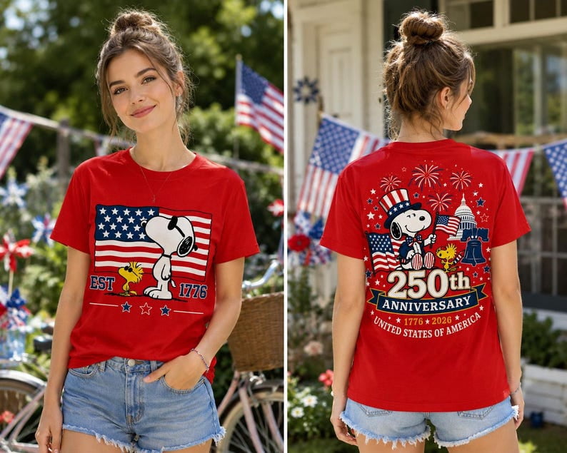 Snoopy America 250th Anniversary Shirt, Peanuts 1776 2026 Patriotic Tee ...