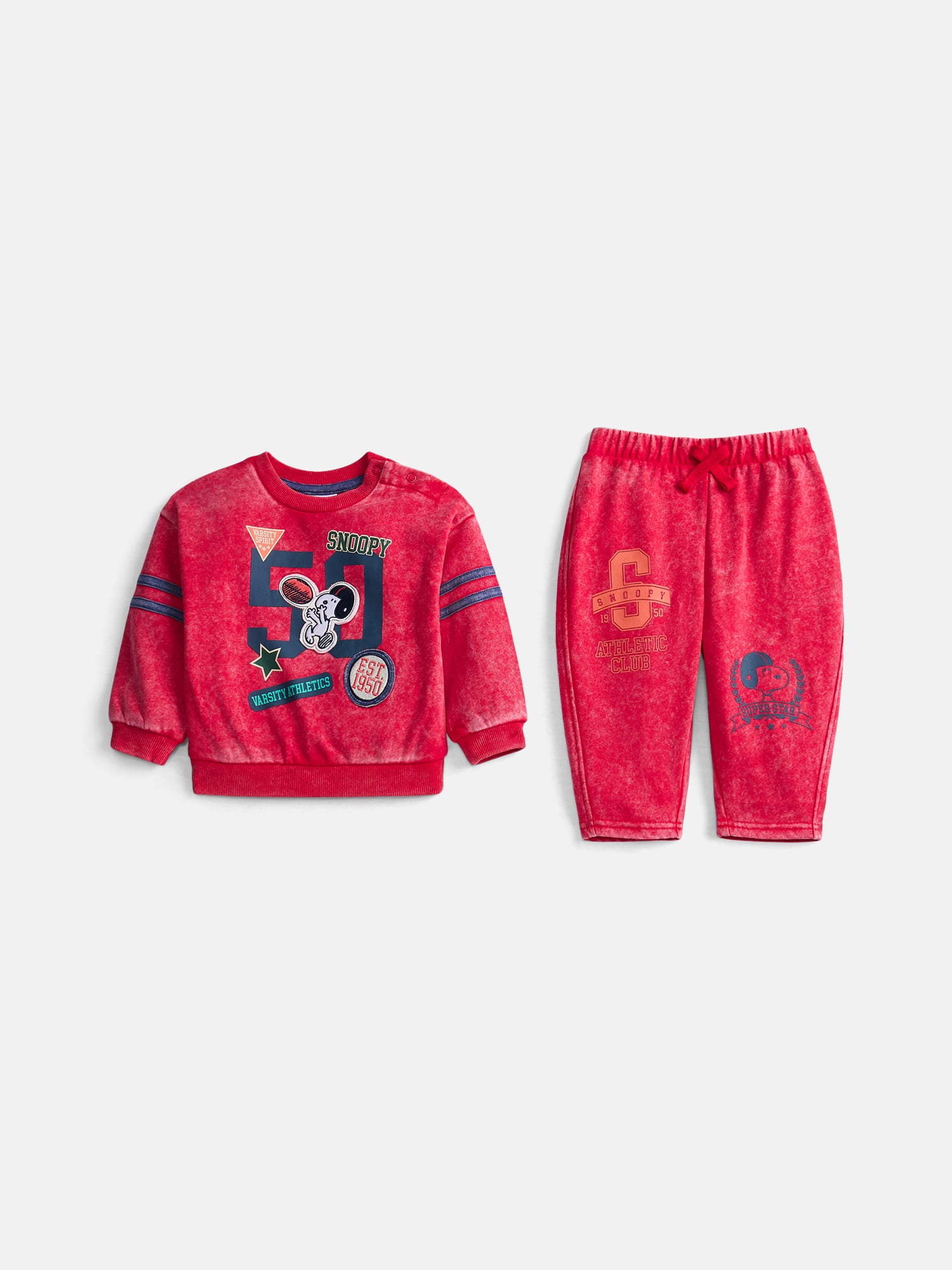Snoopy Baby Boys' Front Back Graphic Sweatshirt and Joggers, 2-Piece, Sizes 0/3M-24M