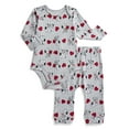 thumbnail image 1 of Peanuts Snoopy Baby Girls Valentine's Day Long Sleeve Bodysuit with Matching Joggers, 2-Piece Set, Sizes Newborn-12M, 1 of 8